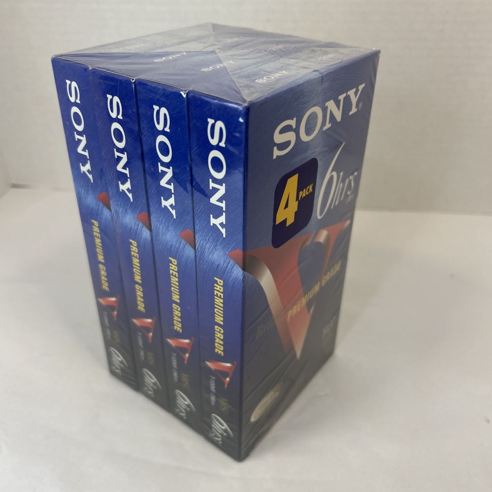Sony 4 pack T-120 6 Hour Premium Grade Blank VHS Tapes T120VR SEALED New
